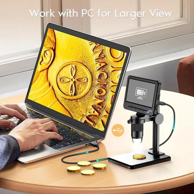 Alt view image 4 of 7 - 1080P LCD Digital Microscope with 32GB SD Card, 5'' Coin Microscope | 5-inch IPS Screen,PC View,Photo/Video Capture,Compatible with Windows Mac