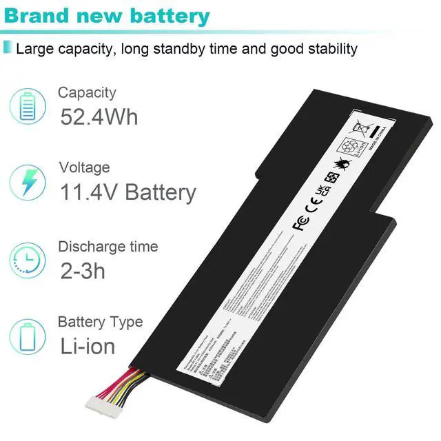 Alt view image 4 of 7 - BTY-M6K Battery Compatible with MSI Stealth Pro GF63 GF65 GF75 GS63VR GS73VR 7RG 7RG-005 Thin 8RB 8RC 8RD 8RD-031TH 8RC 8RF 8SC 8RX 9SC 9SCXR Thin 10SDR 9SEXR 9SD GS73 8RF WS63 8SK WP65 WF65 WF75