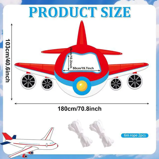 Alt view image 2 of 7 - Airplane Shaped Photo Prop Party Decoration Fabric Aircraft Photo Booth Prop Red Helicopter Plane Selfie Frame Backdrop for Baby Shower Birthday Party Supplies Photos Background Banner Decor 71×41Inch