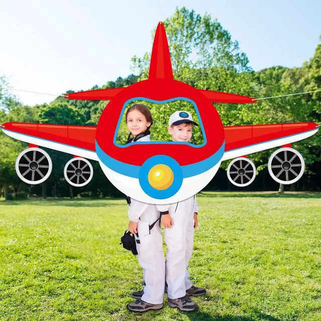 Alt view image 5 of 7 - Airplane Shaped Photo Prop Party Decoration Fabric Aircraft Photo Booth Prop Red Helicopter Plane Selfie Frame Backdrop for Baby Shower Birthday Party Supplies Photos Background Banner Decor 71×41Inch
