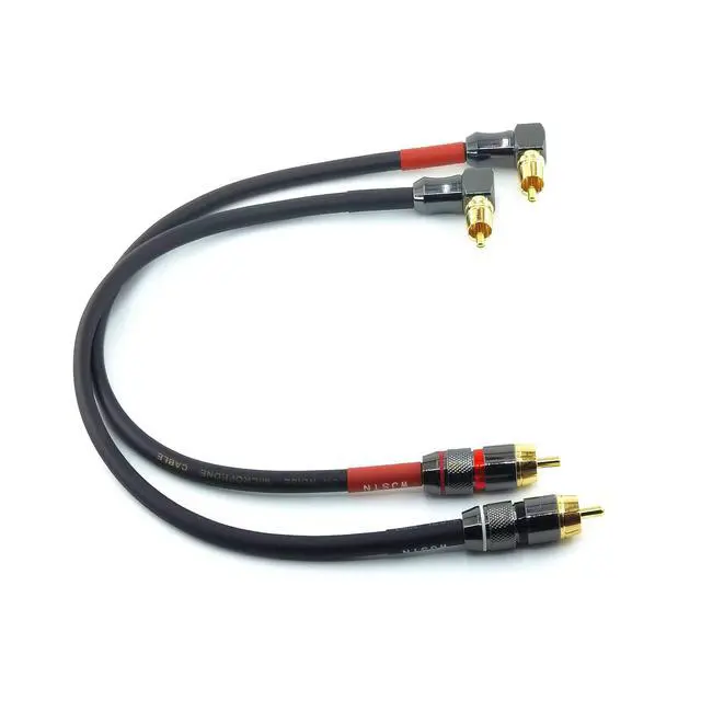 Alt view image 2 of 4 - 055 90 Degree Right Angle RCA Subwoofer Cable Audio Cable RCA Male to Male Audio Video Cord for Subwoofer, HDTV, Amplifiers,Home Theater,Hi-Fi Systems,Subwoofe 2 Pack (1FT)