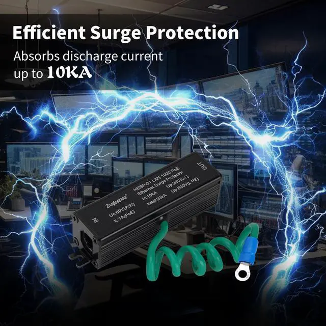 Alt view image 3 of 7 - 2 Pack Ethernet Surge Protector Metal Shielded RJ45 Lightning Suppressor for PoE PoE+ and Gigabit Ethernet, LAN Network CAT5 CAT6 Thunder Arrestor with Gas Discharge Tube Does Not Reduce Speed