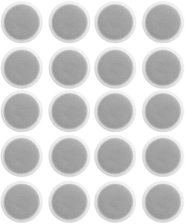 Main image of 4-Pack CCL6T White 70V 6" Commercial Ceiling Speakers, 20-Pack | 10W, 5W, 2.5W Transformer Terminal Connections, Mount Grilles, for PA Announcements, Background Music, Office, Restaurant