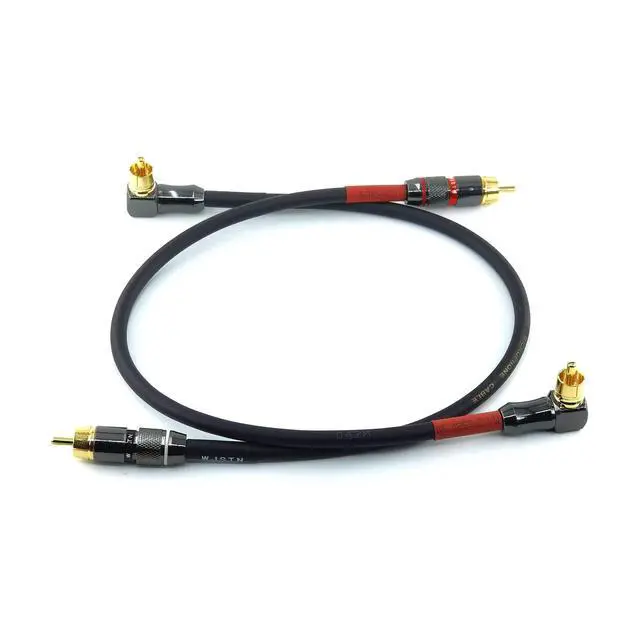 Alt view image 3 of 4 - 055 90 Degree Right Angle RCA Subwoofer Cable Audio Cable RCA Male to Male Audio Video Cord for Subwoofer, HDTV, Amplifiers,Home Theater,Hi-Fi Systems,Subwoofe 2 Pack (1FT)