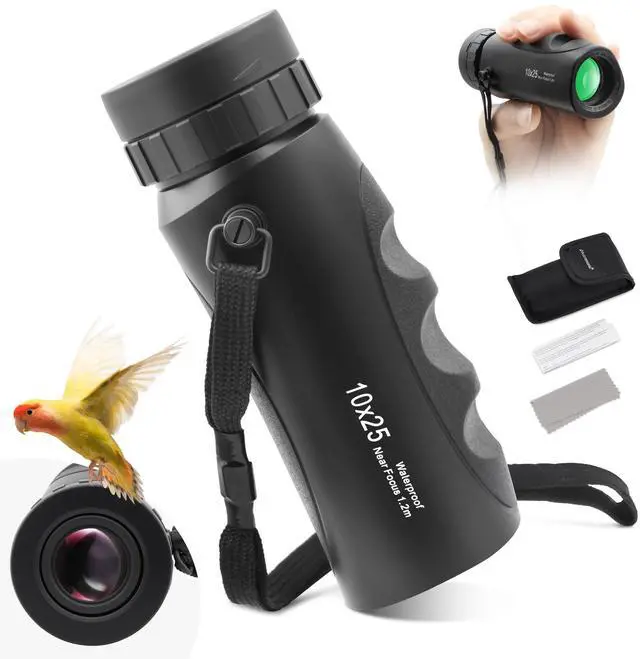 Main image of 10x25 Monocular Compact Multi-Coated BAK7 Prism&Twist-Up Eyecup | Waterproof Fogproof Shockproof for Camping Wildlife,Multi-Coated Optics,Rubber Armor,Non-Slip Grip,Lightweight & Portable