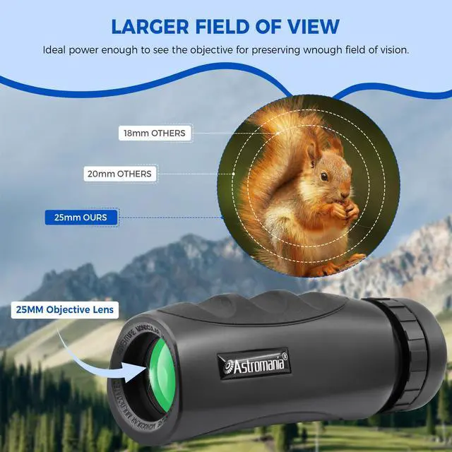 Alt view image 3 of 7 - 10x25 Monocular Compact Multi-Coated BAK7 Prism&Twist-Up Eyecup | Waterproof Fogproof Shockproof for Camping Wildlife,Multi-Coated Optics,Rubber Armor,Non-Slip Grip,Lightweight & Portable