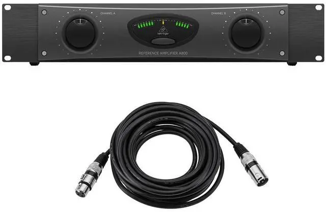 Main image of A800 Professional 800W Reference-Class Power Amplifier, Bundle with H&A XLR M to F Cable - 25'