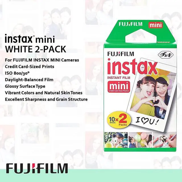 Alt view image 4 of 7 - Instax Mini Instant Film Twin Pack 20 Sheets Bundle with 20 Decorative Sticker Frames and Camera Lens Cleaning Cloth Perfect for Scrapbooks, Parties, and Gifts