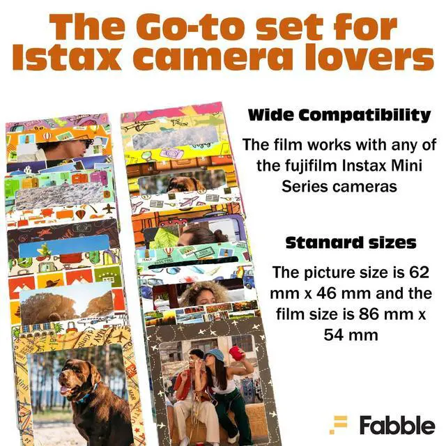 Alt view image 6 of 7 - Instax Mini Instant Film Twin Pack 20 Sheets Bundle with 20 Decorative Sticker Frames and Camera Lens Cleaning Cloth Perfect for Scrapbooks, Parties, and Gifts