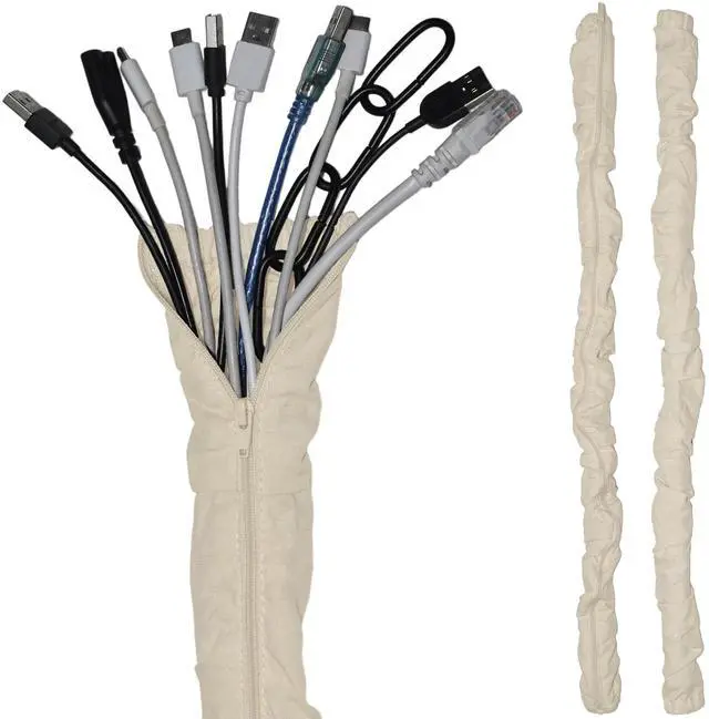 Main image of Fabric Zipper Cord & Chain Cover, Decorative Cable Management,2 Beige 6ft | 2 pack,2.6ft/4ft/6ft available