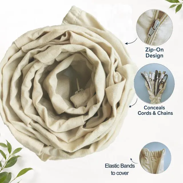 Alt view image 2 of 7 - Fabric Zipper Cord & Chain Cover, Decorative Cable Management,2 Beige 6ft | 2 pack,2.6ft/4ft/6ft available