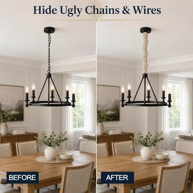 Alt view image 7 of 7 - Fabric Zipper Cord & Chain Cover, Decorative Cable Management,2 Beige 6ft | 2 pack,2.6ft/4ft/6ft available