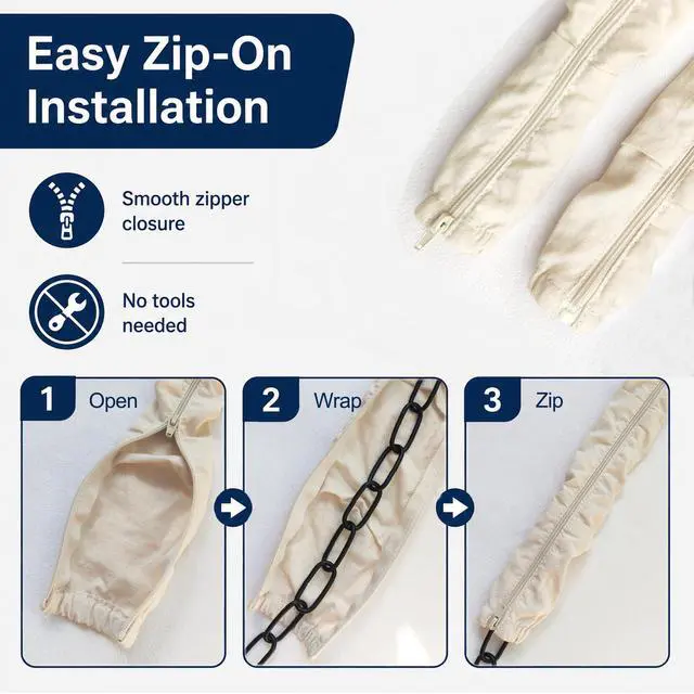 Alt view image 4 of 7 - Fabric Zipper Cord & Chain Cover, Decorative Cable Management,2 Beige 6ft | 2 pack,2.6ft/4ft/6ft available