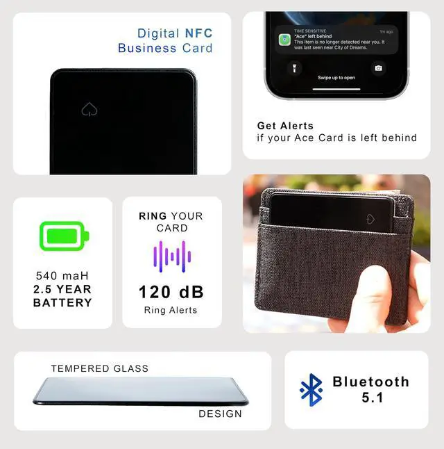 Alt view image 3 of 7 - Card Gen 2,Ultra-Thin Official Wallet Tracker with Apple Find My Integration, 1.9mm RFID Blocking NFC Business Card,120dB Alarm, 30-Month Battery, IPX7 Waterproof, Siri Command Compatibility