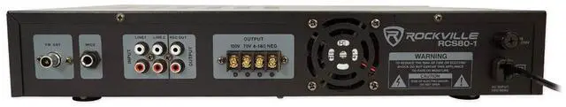 Alt view image 7 of 7 - RCS80-1 70V Commercial Amp with Black WET-44 PRO Speaker Pair | 60W RMS, Bluetooth, USB/SD, FM, 2 Mic Inputs, WET-44 PRO Dual 4" 4-Way Swivel Speakers, Bass/Treble Controls, Remote, 2-Items