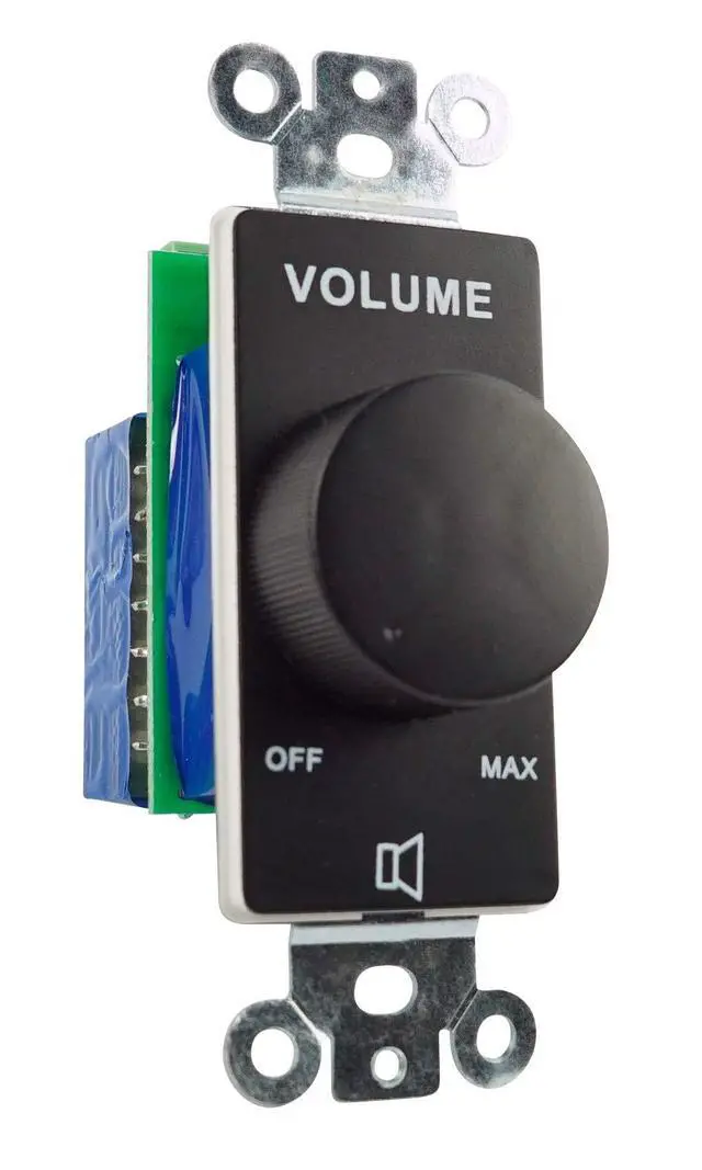 Alt view image 3 of 7 - VOL70100 70V/100V Wall Volume Control Zone Controller, 6-Pack | 100W, Zone Control, 1-Gang Box, 11-Step Attenuator with Off, Detachable Euro-Block Terminals, 30dB Attenuation, Black