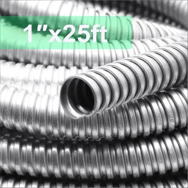 Alt view image 3 of 6 - 1 Inch 25 FT Flexible Reduced Wall Electrical Conduit, Iron Galvanized Cable Sleeve Tube for Home Low Voltage Cable Management, Wiring and Protection