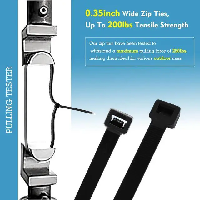 Alt view image 4 of 7 - Extra Long Zip Ties Heavy Duty Outdoor, Premium Black 60 inch Large Zip Ties with 200 Pounds Tensile Strength, Ideal for Commercial, Residential, Outdoor Applications, 12 PCS (Black, 60''(Wide-0.35))