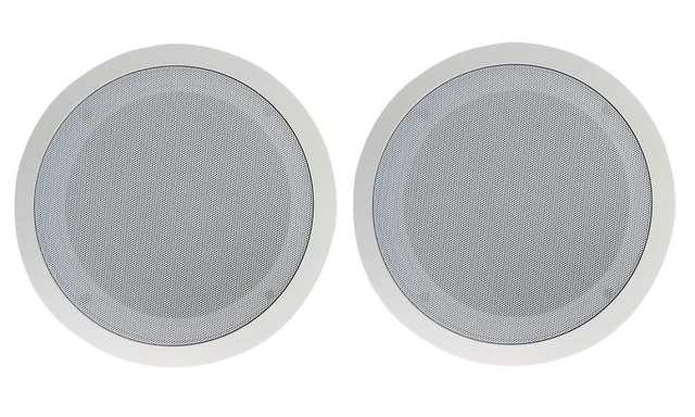 Main image of CC80T White 8" 70V Commercial Ceiling Speakers Pair 2-Way, Adjustable Taps 20W, 15W, 10W, 5W, 2.5W, Swivel Tweeter, 8-Ohm 50W Handling, for Restaurant/Bar/Cafe Use