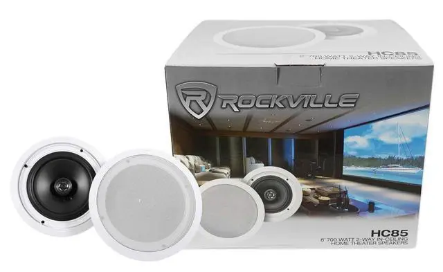 Alt view image 2 of 7 - HC85 White 10-Pack 8" in-Ceiling Home Theater Speakers, 8 Ohm | 700W Peak / 240W RMS, Swivel Tweeter, Polypropylene Cone, Flush Mount, Paintable Grills, Rubber Surround, Mylar Dome, 89 dB