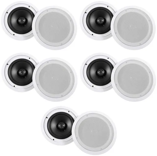 Main image of HC85 White 10-Pack 8" in-Ceiling Home Theater Speakers, 8 Ohm | 700W Peak / 240W RMS, Swivel Tweeter, Polypropylene Cone, Flush Mount, Paintable Grills, Rubber Surround, Mylar Dome, 89 dB