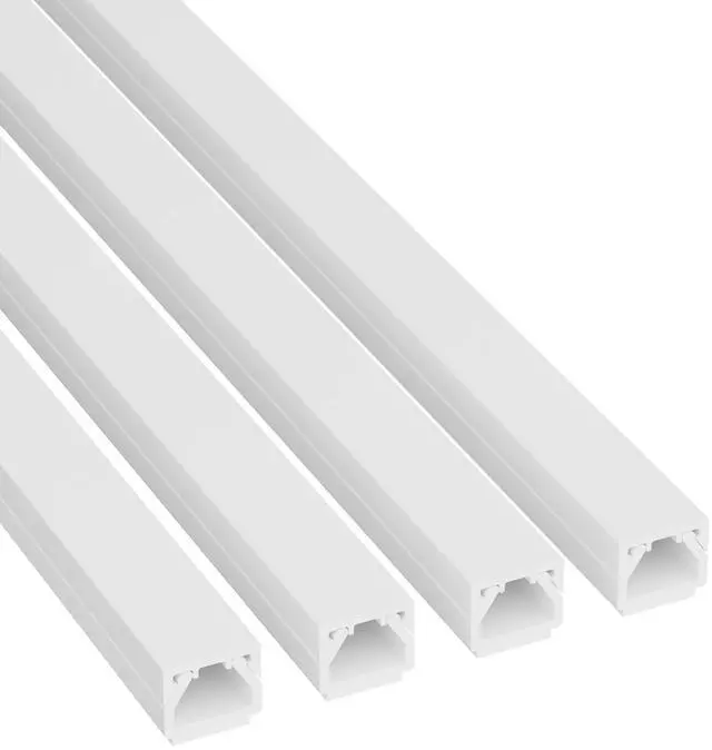 Main image of 13.12ft Cable Raceway, Self Adhesive Cord Cover, Hide 1x Cord, Paintable - 4X 0.4in x 0.31in (H) x 39in Lengths - White