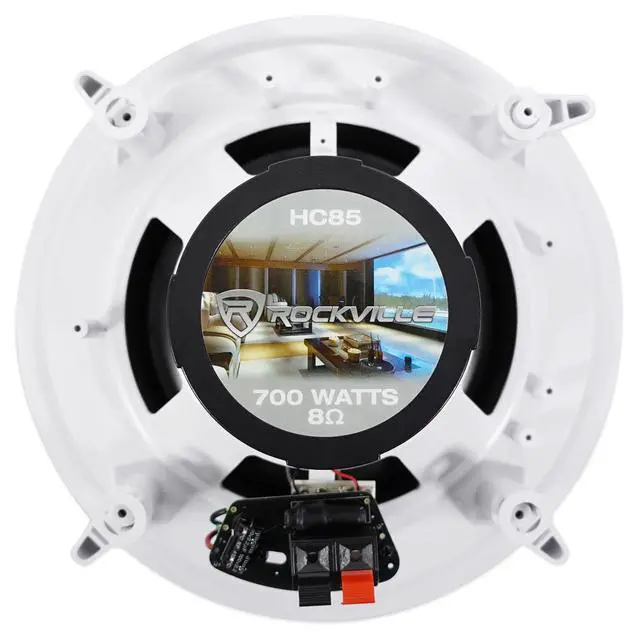 Alt view image 6 of 7 - HC85 White 10-Pack 8" in-Ceiling Home Theater Speakers, 8 Ohm | 700W Peak / 240W RMS, Swivel Tweeter, Polypropylene Cone, Flush Mount, Paintable Grills, Rubber Surround, Mylar Dome, 89 dB