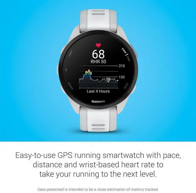 Alt view image 6 of 7 - 010-02863-21 Forerunner 165 Smart Sport Watch, Mist Gray + Whitestone | Official USA Partner Model | Bundle with Sport Towel + Deco Essentials Wearable Commuter Front and Rear Safety Light