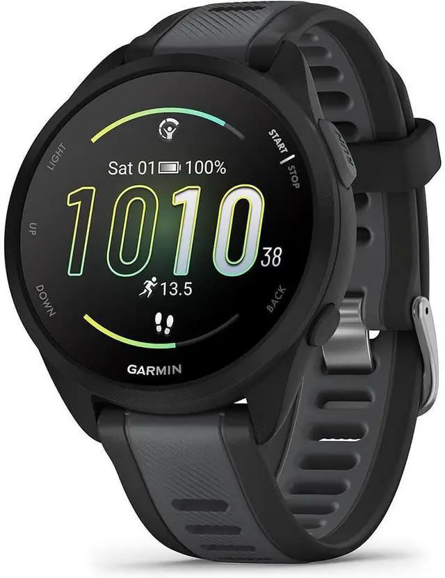 Alt view image 2 of 7 - Forerunner 165 Smart Sport Watch, Black + Slate Gray 010-02863-20 Bundle with Deco Essentials 3X Nylon Elastic Bands, 3X Silicone Dust Cover and 2X Screen Protector