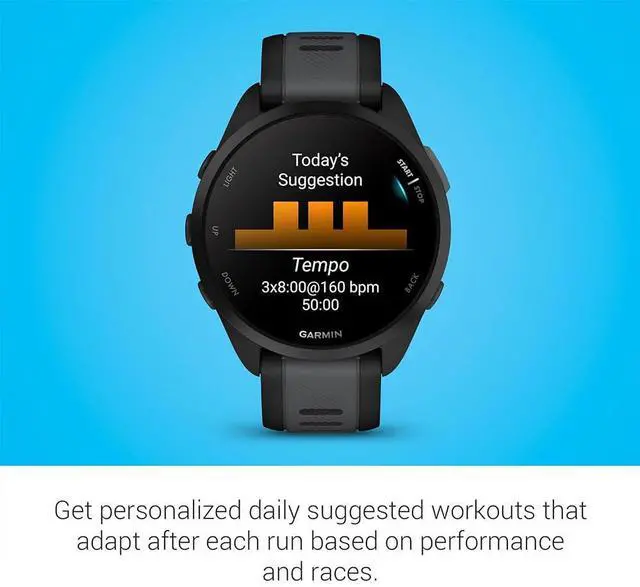 Alt view image 6 of 7 - Forerunner 165 Smart Sport Watch, Black + Slate Gray 010-02863-20 Bundle with Deco Essentials 3X Nylon Elastic Bands, 3X Silicone Dust Cover and 2X Screen Protector