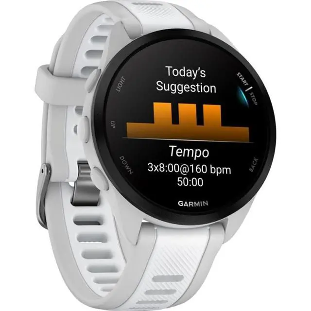 Alt view image 4 of 7 - Forerunner 165 Smart Sport Watch, Mist Gray + Whitestone 010-02863-21 Bundle with Deco Essentials 3X Nylon Elastic Bands, 3X Silicone Dust Cover and 2X Screen Protector