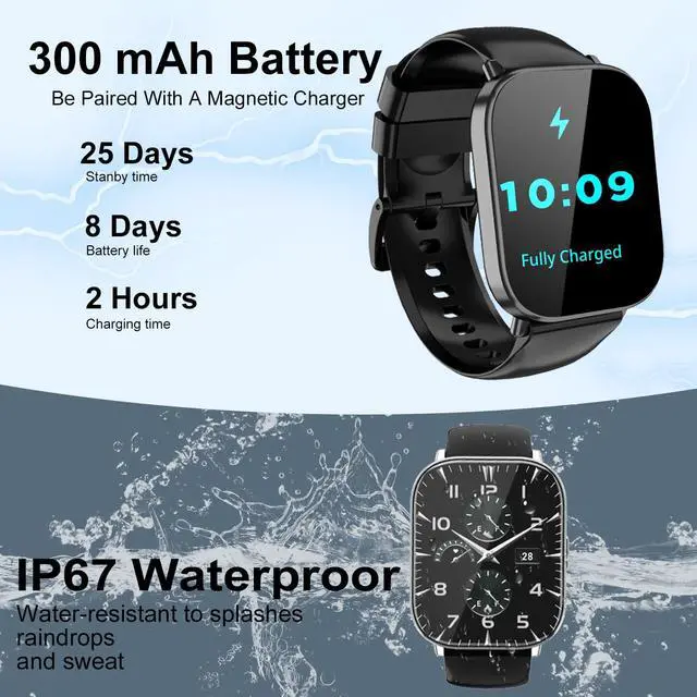 Alt view image 4 of 7 - Smart Watch for Men and Women, 2.01-inch HD Touch Screen, 120+ Sports Modes/IP67 Waterproof/Heart Rate/Sleep Monitoring (Answer/Make Calls), for Android/iOS (Black)
