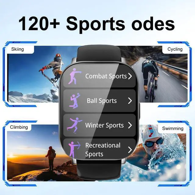 Alt view image 3 of 7 - Smart Watch for Men and Women, 2.01-inch HD Touch Screen, 120+ Sports Modes/IP67 Waterproof/Heart Rate/Sleep Monitoring (Answer/Make Calls), for Android/iOS (Black)
