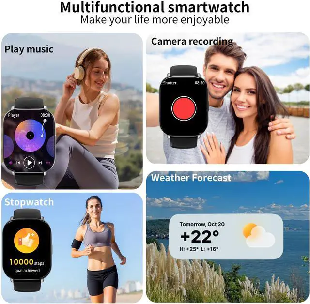 Alt view image 6 of 7 - Smart Watch for Men and Women, 2.01-inch HD Touch Screen, 120+ Sports Modes/IP67 Waterproof/Heart Rate/Sleep Monitoring (Answer/Make Calls), for Android/iOS (Black)