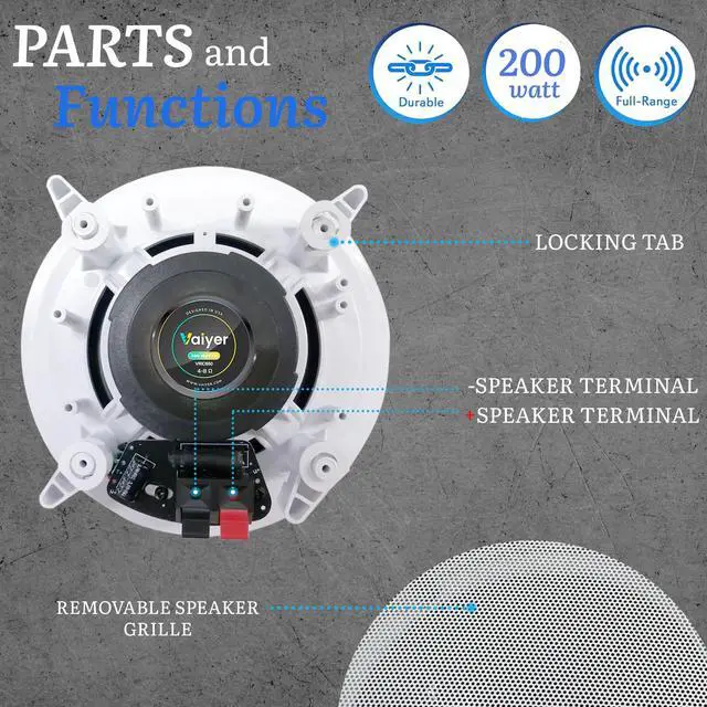 Alt view image 2 of 7 - Home Theater System Kit with 1000 Watts 4-Chanel Bluetooth Receiver | 4 Qty 6.5" 200 Watts in-Wall in-Ceiling Speakers of 2-Way Stereo Sound with Woofer/Tweeter, Flush Design by