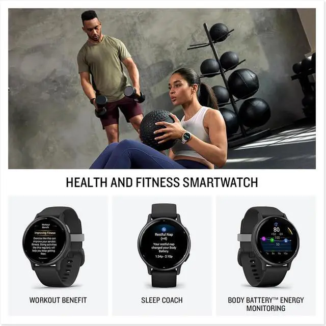 Alt view image 3 of 7 - 010-02862-10 Vivoactive 5 Fitness Smartwatch, Black | Official USA Partner Model | Bundle with Deco Essentials 2-Pack Screen Protector and 2 YR CPS Enhanced Protection Pack