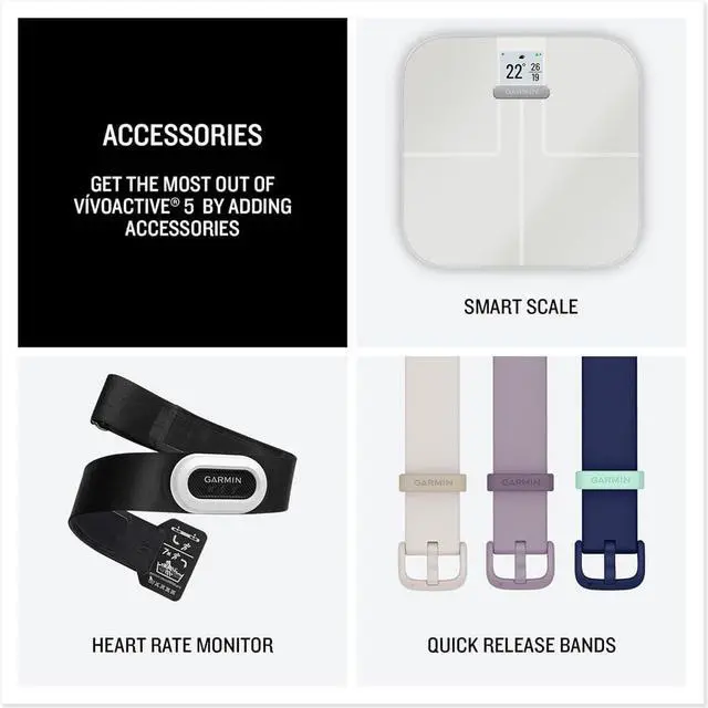 Alt view image 6 of 7 - 010-02862-10 Vivoactive 5 Fitness Smartwatch, Black | Official USA Partner Model | Bundle with Deco Essentials 2-Pack Screen Protector and 2 YR CPS Enhanced Protection Pack