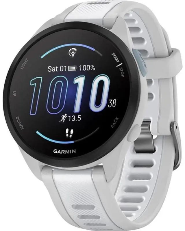Alt view image 2 of 7 - 010-02863-21 Forerunner 165 Smart Sport Watch, Mist Gray + Whitestone Bundle with Silicone Dust Cover 3 Pack, 2X 1.2 Inch Screen Protector and 2 YR CPS Enhanced Protection Pack