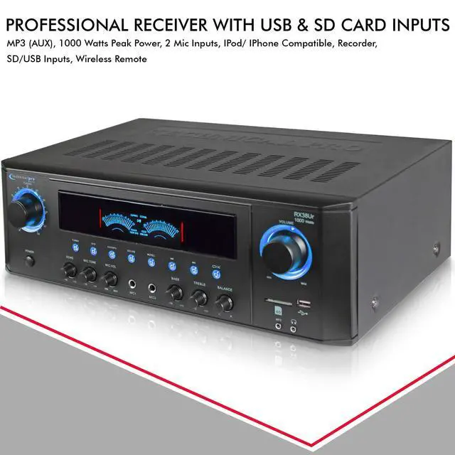 Alt view image 7 of 7 - Home Theater System Kit with 1000 Watts 4-Chanel Bluetooth Receiver | 4 Qty 6.5" 200 Watts in-Wall in-Ceiling Speakers of 2-Way Stereo Sound with Woofer/Tweeter, Flush Design by