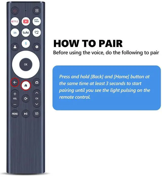 Alt view image 2 of 5 - Replacement Voice Remote for Hisense U6 U7 U8 Series 2026 Google Smart TV | Compatible Models: 55U8N 65U8N 75U8N 55U7N 65U7N 75U7N 55U6N 65U6N 75U6N, Voicae Control, Easy Pairing, Backlit