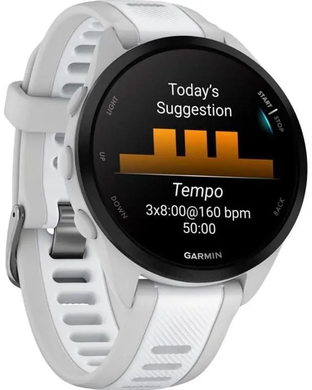 Alt view image 4 of 7 - 010-02863-21 Forerunner 165 Smart Sport Watch, Mist Gray + Whitestone Bundle with Silicone Dust Cover 3 Pack, 2X 1.2 Inch Screen Protector and 2 YR CPS Enhanced Protection Pack