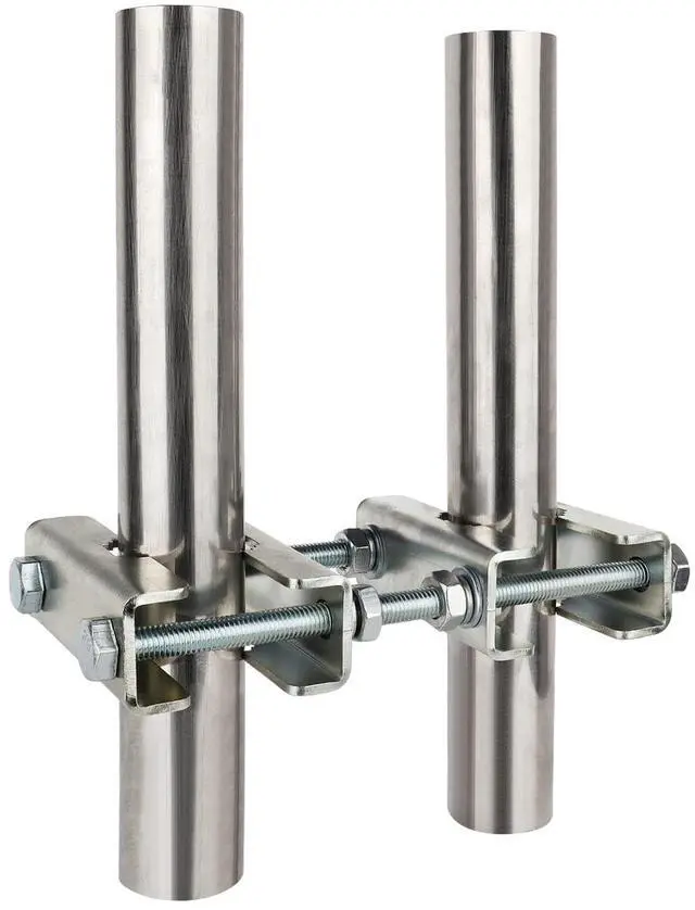 Main image of Antenna Mast to Mast Clamp Bracket Kit with V Jaw Blocks for 1"-2.5" OD Poles, Heavy Duty Mounting Hardware for Ham TV Network Antennas, Security Cameras, Weather Station