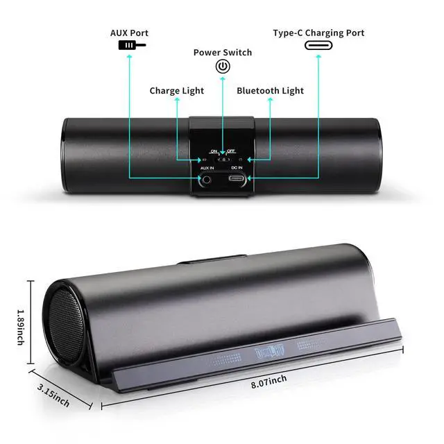 Alt view image 2 of 7 - Wireless Bluetooth Speakers, Portable Phone Tablet Stand Holder Speaker, Dual Drivers Stereo Dock Speaker for iPad, Phone, Outdoor, Travel, Home Party (Black)