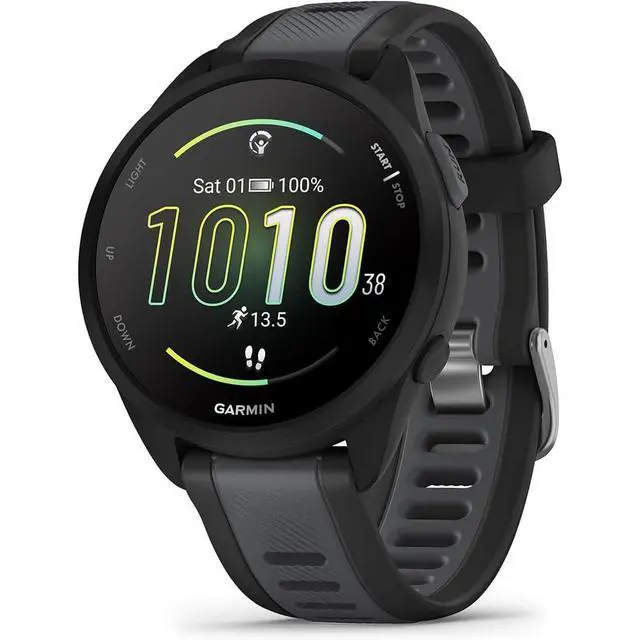 Alt view image 2 of 7 - 010-02863-20 Forerunner 165 Smart Sport Watch, Black + Slate Gray Bundle with Silicone Dust Cover 3 Pack, 2X 1.2 Inch Screen Protector and 2 YR CPS Enhanced Protection Pack