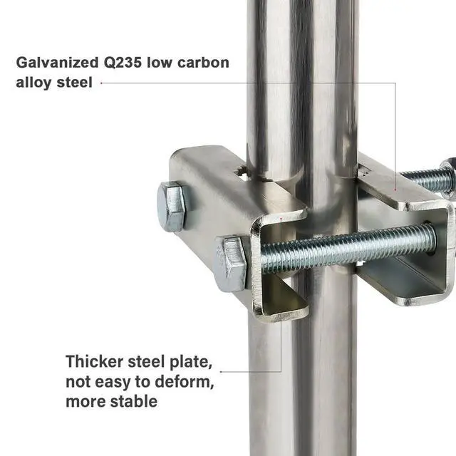 Alt view image 2 of 5 - Antenna Mast to Mast Clamp Bracket Kit with V Jaw Blocks for 1"-2.5" OD Poles, Heavy Duty Mounting Hardware for Ham TV Network Antennas, Security Cameras, Weather Station