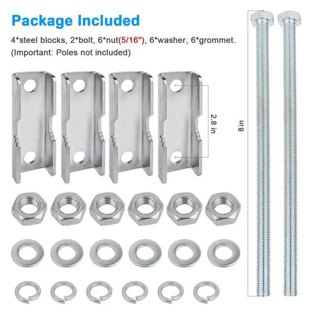 Alt view image 3 of 5 - Antenna Mast to Mast Clamp Bracket Kit with V Jaw Blocks for 1"-2.5" OD Poles, Heavy Duty Mounting Hardware for Ham TV Network Antennas, Security Cameras, Weather Station