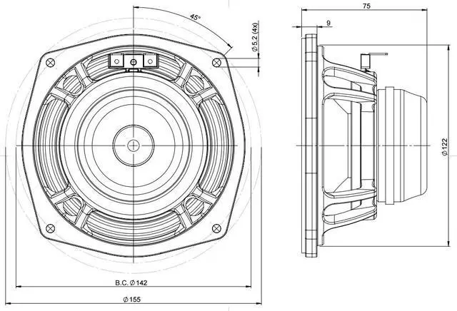Alt view image 4 of 4 - 5MDN38 5-inch Mid Bass Midrange LF Drivers Woofer Cone WP Waterproof Front Side 1.5 in Aluminium Voice Coil 90 Wrms 180 Watts Peak 8 Ohm