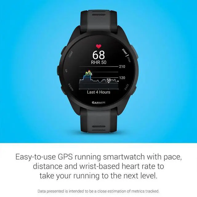 Alt view image 5 of 7 - 010-02863-20 Forerunner 165 Smart Sport Watch, Black + Slate Gray | Official USA Partner Model | Bundle with Deco Essentials 2-Pack Screen Protector and Tech Smart USA Fitness & Wellness Suite