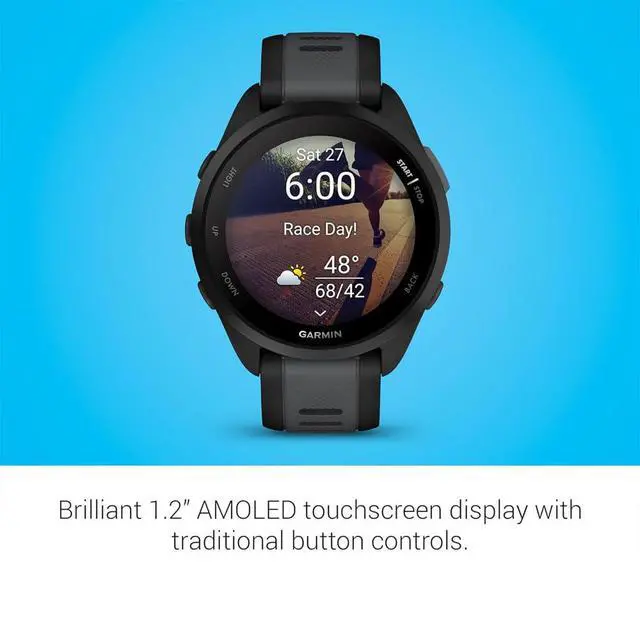 Alt view image 7 of 7 - 010-02863-20 Forerunner 165 Smart Sport Watch, Black + Slate Gray | Official USA Partner Model | Bundle with Deco Essentials 2-Pack Screen Protector and Tech Smart USA Fitness & Wellness Suite
