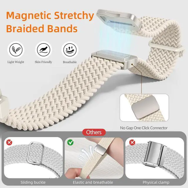 Alt view image 2 of 6 - Nylon Strap Compatible With Plaud NotePin/NotePin S AI Voice Recorder | Nylon Wristband Magnetic Buckle and Metal Case,Soft Breathable,Fits 5.39.3" Wrists, NotePin AI Voice Recorder Accessory